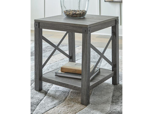 Signature Design by Ashley - Freedan Square End Table in Grayish Brown - T175-2 veiw 2