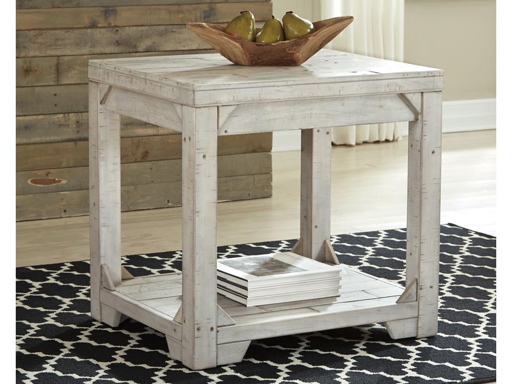 Signature Design by Ashley - Fregine Rectangular End Table in White Wash - T755-3 veiw 2