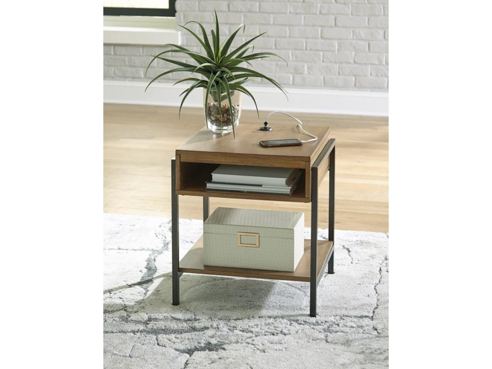 Signature Design by Ashley - Fridley Rectangular End Table in Brown/Black - T964-3 veiw 2