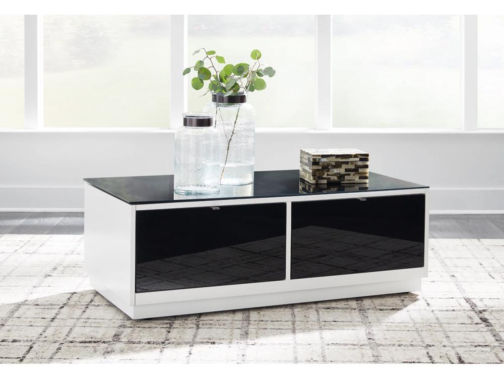 Signature Design by Ashley - Gardoni Rectangular Cocktail Table in White/Black - T756-1 veiw 2