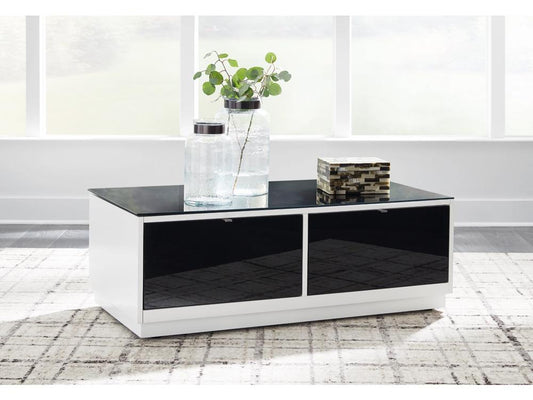 Signature Design by Ashley - Gardoni Rectangular Cocktail Table in White/Black - T756-1 veiw 2