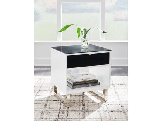 Signature Design by Ashley - Gardoni Rectangular End Table in White/Black - T756-3 veiw 2