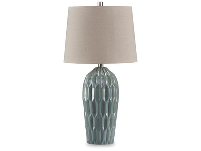 Signature Design by Ashley - Hadbury Ceramic Table Lamp (Set of 2) in Pale Blue/Teal - L178034 veiw 3