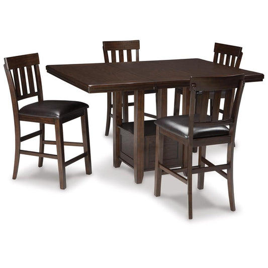 Signature Design by Ashley - Haddigan Counter Height Dining Table With 4 Barstools in DarkBrown veiw 1