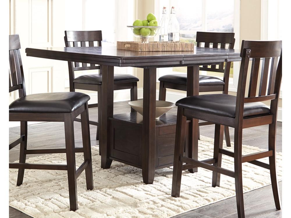 Signature Design by Ashley - Haddigan Rect Drm Counter Ext Table in DarkBrown - D596-42 veiw 2
