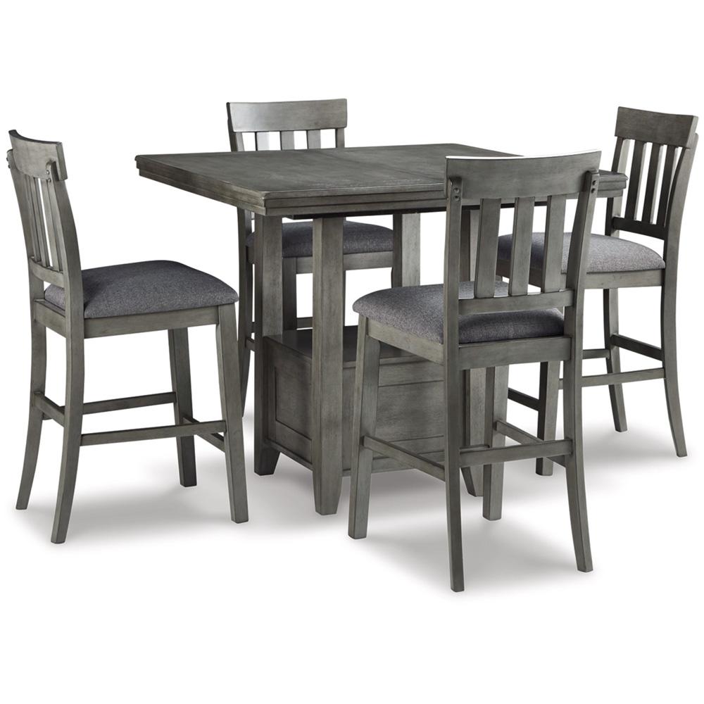 Signature Design by Ashley - Hallanden Counter Height Dining Table And 4 Barstools in Gray veiw 1