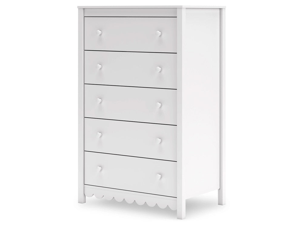 Signature Design by Ashley - Hallityn Five Drawer Chest in White - EB1810-245 veiw 3