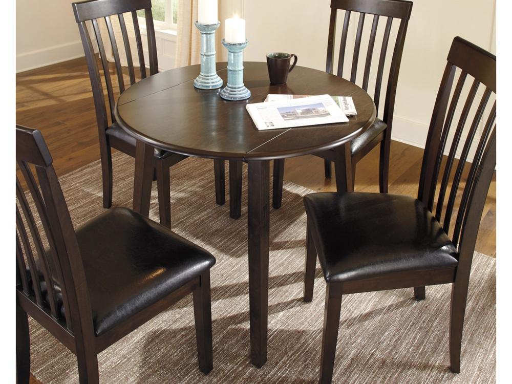 Signature Design by Ashley - Hammis Round Drm Drop Leaf Table in Dark Brown - D310-15 veiw 2