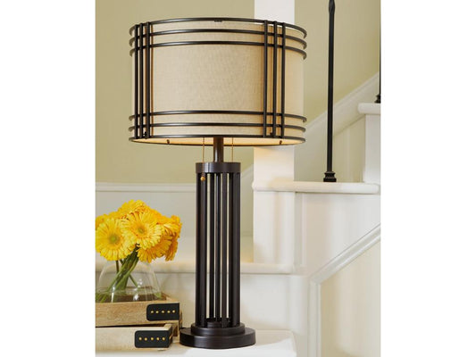 Signature Design by Ashley - Hanswell Metal Table Lamp in Dark Brown - L208294 veiw 2