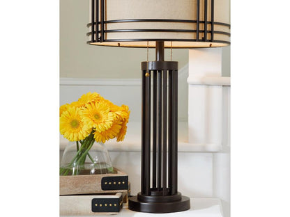 Signature Design by Ashley - Hanswell Metal Table Lamp in Dark Brown - L208294 veiw 3