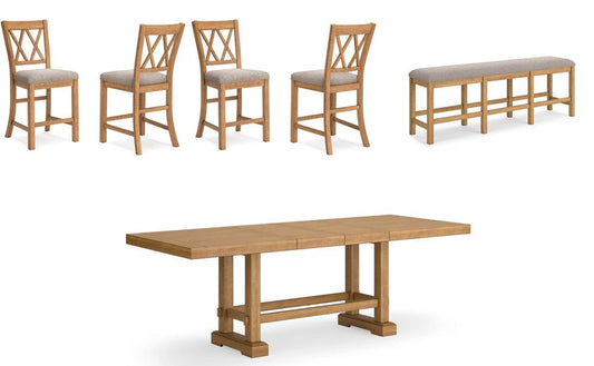 Signature Design by Ashley - Havonplane Counter Height Dining Table, 4 Barstools And Bench in Brown veiw 1