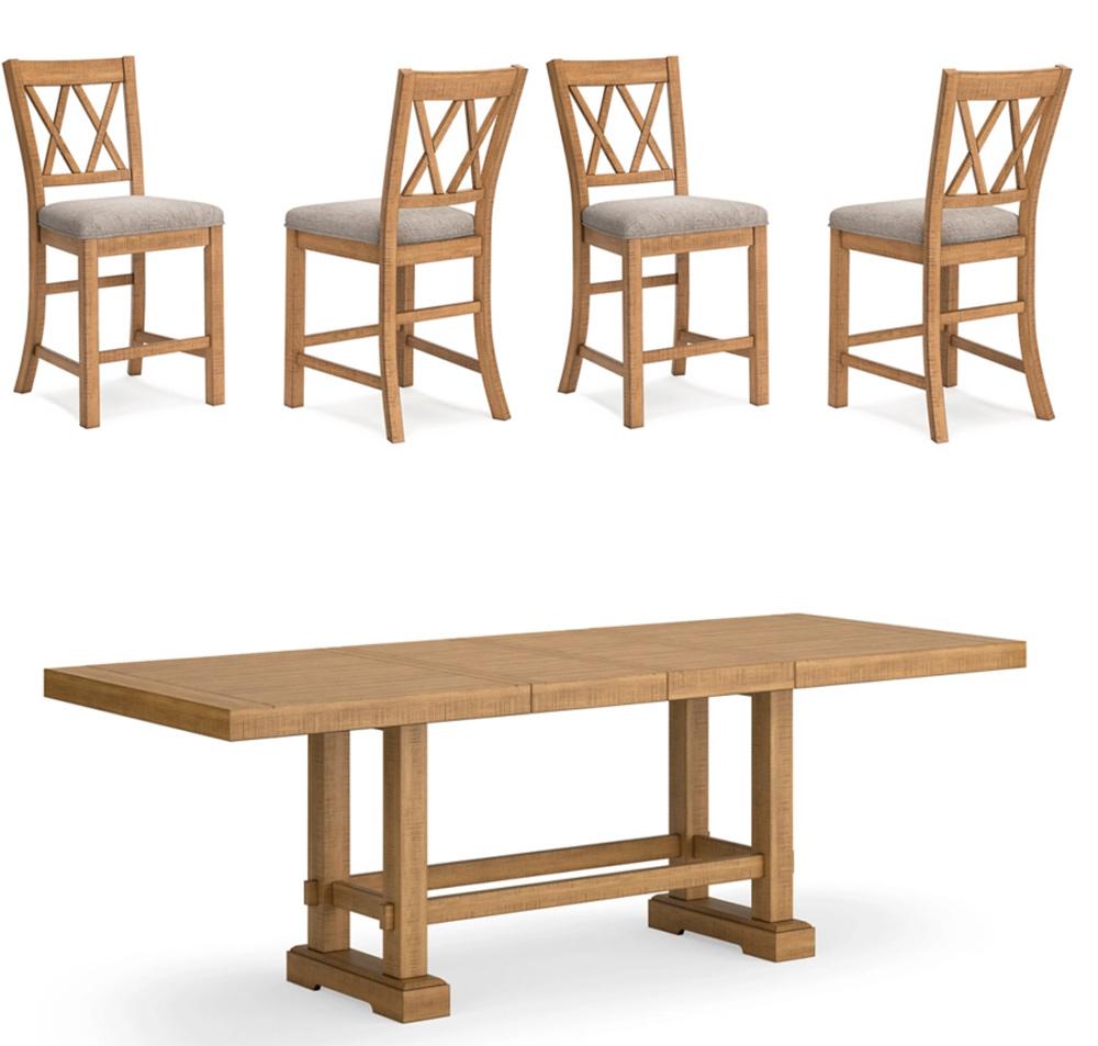 Signature Design by Ashley - Havonplane Counter Height Dining Table With 4 Barstools in Brown veiw 1