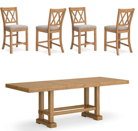 Signature Design by Ashley - Havonplane Counter Height Dining Table With 4 Barstools in Brown veiw 1