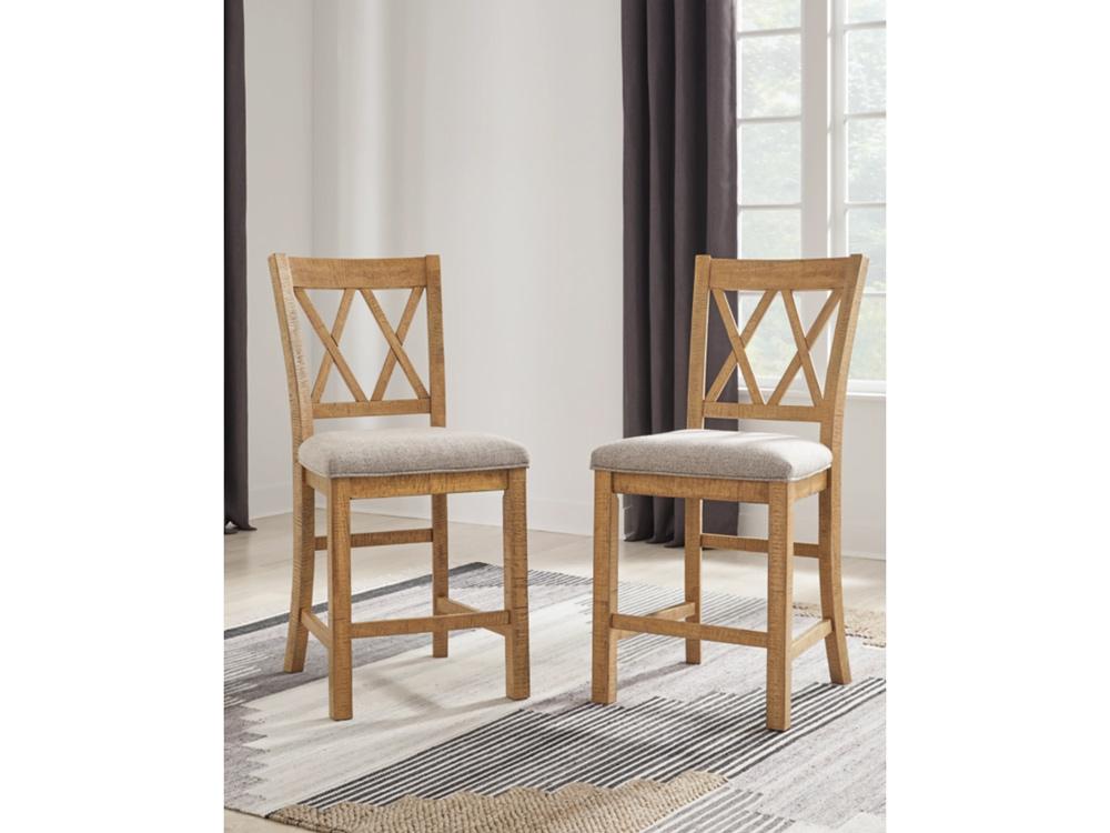 Signature Design by Ashley - Havonplane Upholstered Barstool (Set Of 2) in Brown - D773-124 veiw 2