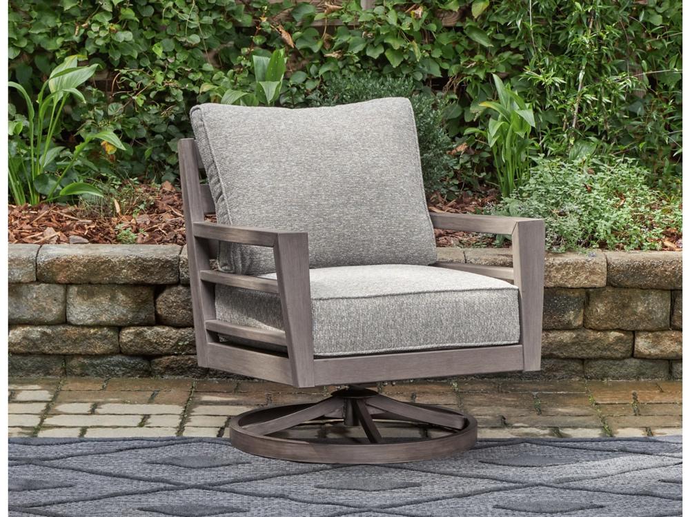 Signature Design by Ashley - Hillside Barn Outdoor Swivel Lounge W/ Cushion in Gray/Brown - P564-821 veiw 2