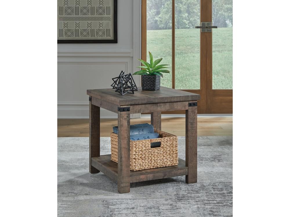 Signature Design by Ashley - Hollum Square End Table in Rustic Brown - T466-2 veiw 2