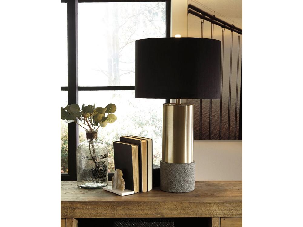 Signature Design by Ashley - Jacek Metal Table Lamp in Gray/Brass Finish - L243164 veiw 2