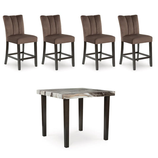 Signature Design by Ashley - Jazmore Counter Height Table and 4 Barstools in Mocha veiw 1