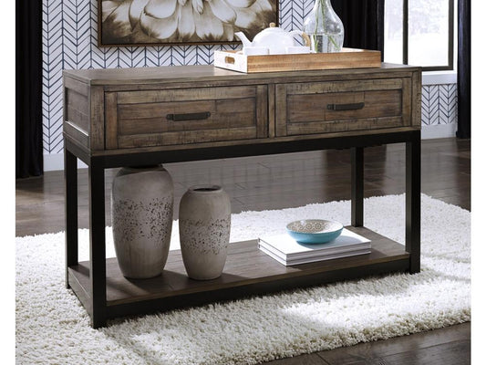 Signature Design by Ashley - Johurst Sofa Table in Grayish Brown - T444-4 veiw 2
