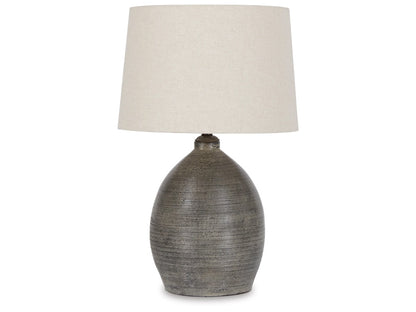 Signature Design by Ashley - Joyelle Terracotta Table Lamp in Gray - L100744 veiw 1