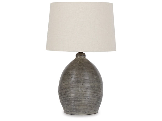Signature Design by Ashley - Joyelle Terracotta Table Lamp in Gray - L100744 veiw 1