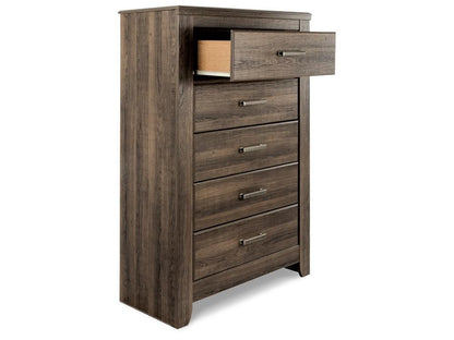 Signature Design by Ashley - Juararo Five Drawer Chest in Dark Brown - B251-46 veiw 3