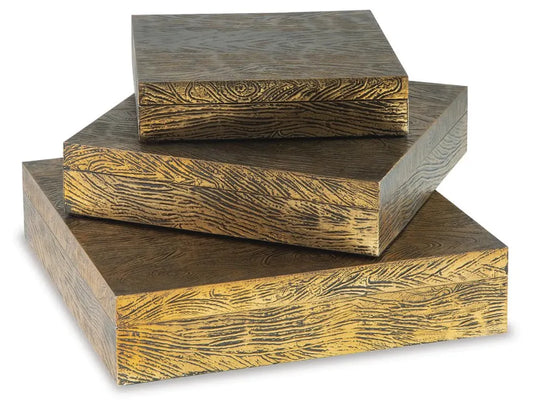 Signature Design by Ashley - Keldy Box (Set of 3) in Antique Brass Finish - A2000490 view 1