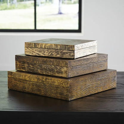 Signature Design by Ashley - Keldy Box (Set of 3) in Antique Brass Finish - A2000490 view 2