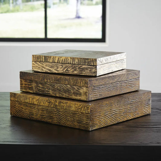Signature Design by Ashley - Keldy Box (Set of 3) in Antique Brass Finish - A2000490 view 2
