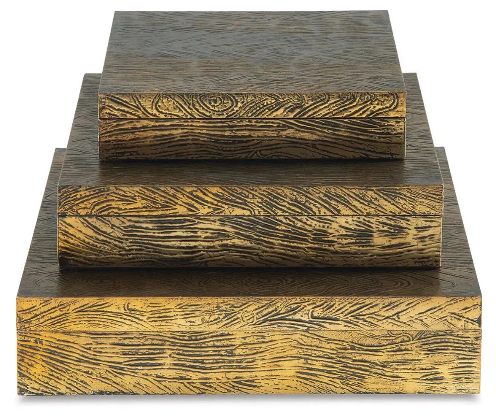 Signature Design by Ashley - Keldy Box (Set of 3) in Antique Brass Finish - A2000490 view 4
