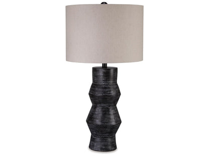 Signature Design by Ashley - Kerbert Terracotta Table Lamp in Distressed Black - L100824 veiw 1