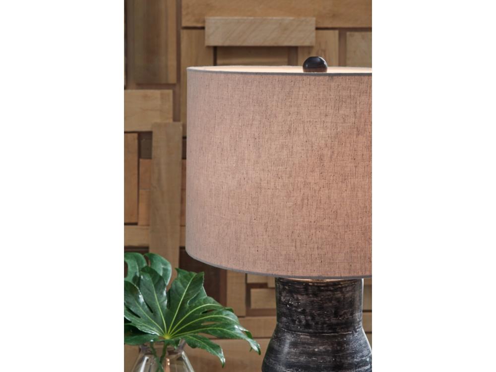 Signature Design by Ashley - Kerbert Terracotta Table Lamp in Distressed Black - L100824 veiw 3