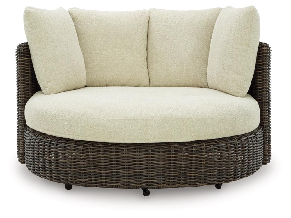 Signature Design by Ashley - Kimora Outdoor Swivel Lounge Chair W/Cushion in Beige/Dark Brown - P711-810 veiw 1