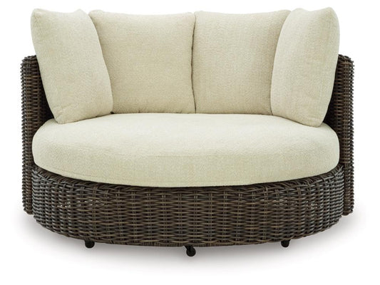 Signature Design by Ashley - Kimora Outdoor Swivel Lounge Chair W/Cushion in Beige/Dark Brown - P711-810 veiw 1