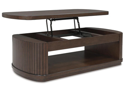 Signature Design by Ashley - Korestone Lift Top Cocktail Table in Dark Brown - T679-9 veiw 3