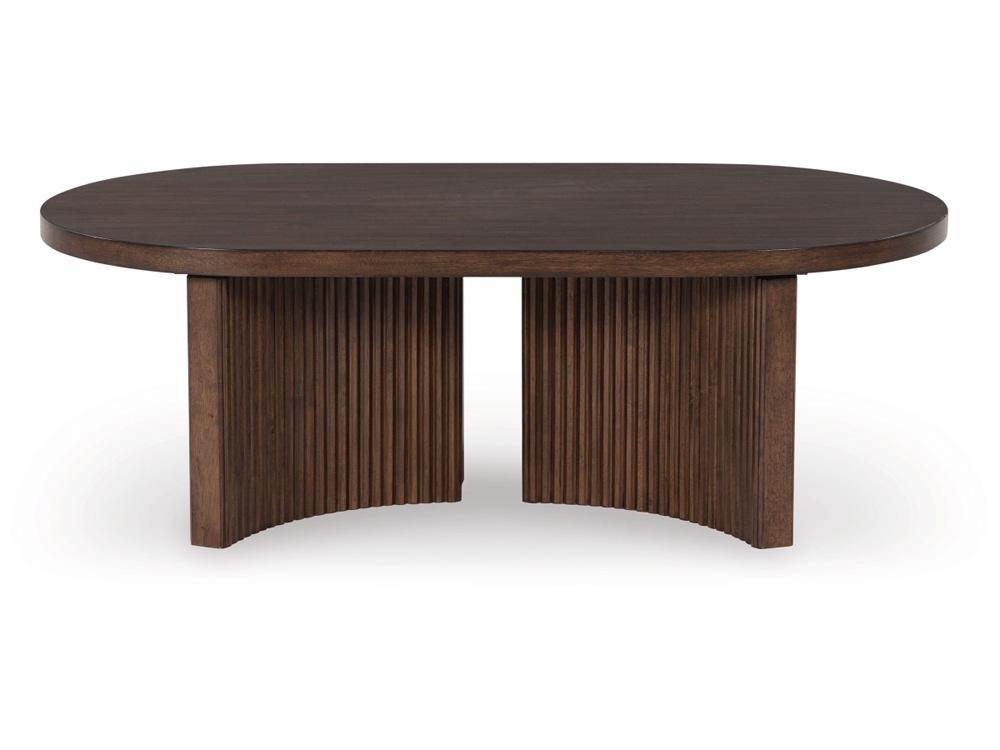 Signature Design by Ashley - Korestone Oval Cocktail Table in Dark Brown - T689-0 veiw 1