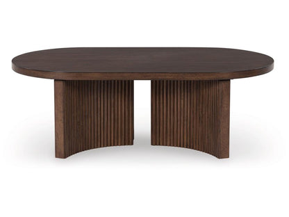 Signature Design by Ashley - Korestone Oval Cocktail Table in Dark Brown - T689-0 veiw 1