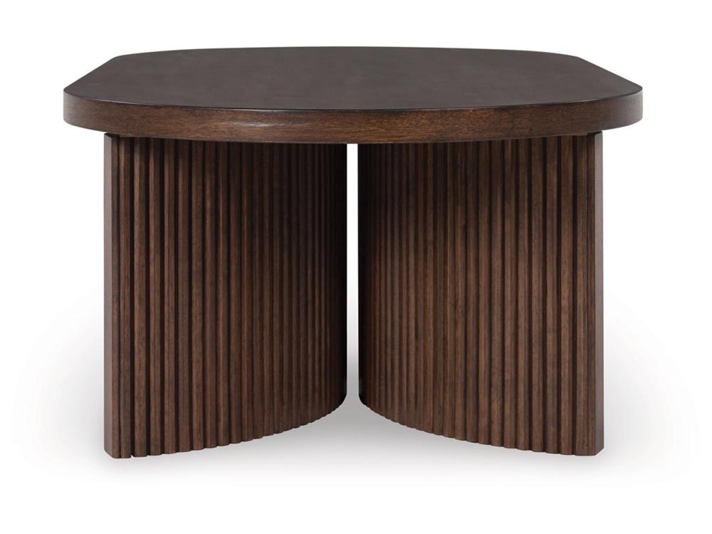 Signature Design by Ashley - Korestone Oval Cocktail Table in Dark Brown - T689-0 veiw 4