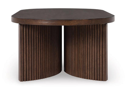 Signature Design by Ashley - Korestone Oval Cocktail Table in Dark Brown - T689-0 veiw 4