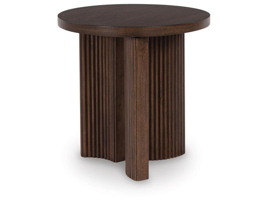 Signature Design by Ashley - Korestone Round End Table in Dark Brown - T689-6 veiw 1