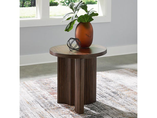 Signature Design by Ashley - Korestone Round End Table in Dark Brown - T689-6 veiw 2