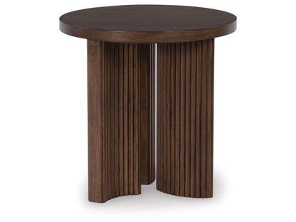 Signature Design by Ashley - Korestone Round End Table in Dark Brown - T689-6 veiw 3