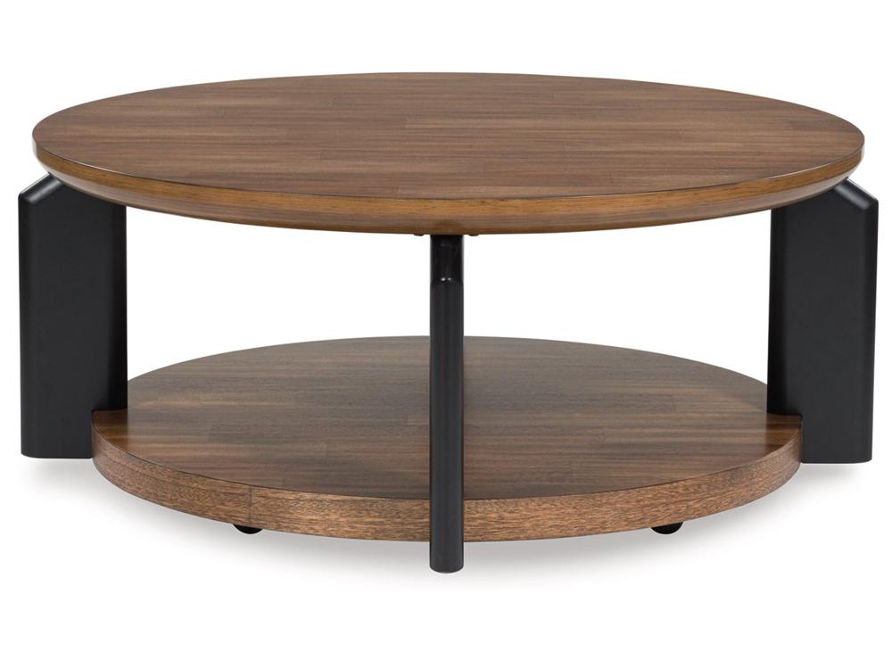 Signature Design by Ashley - Kraeburn Round Cocktail Table in Brown/Black - T624-8 veiw 1