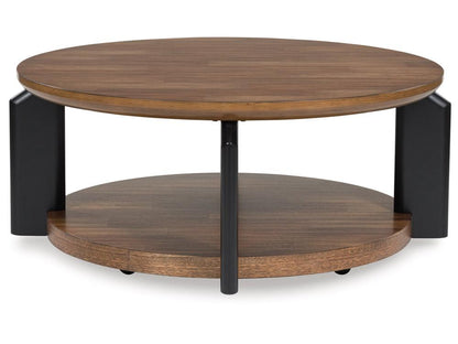 Signature Design by Ashley - Kraeburn Round Cocktail Table in Brown/Black - T624-8 veiw 1