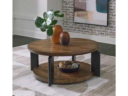 Signature Design by Ashley - Kraeburn Round Cocktail Table in Brown/Black - T624-8 veiw 2