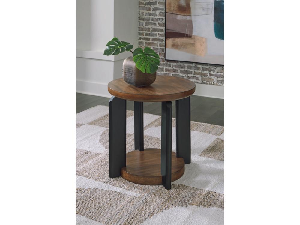 Signature Design by Ashley - Kraeburn Round End Table in Brown/Black - T624-6 veiw 2