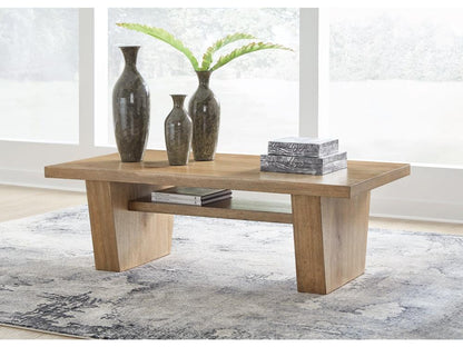 Signature Design by Ashley - Kristiland Rectangular Cocktail Table in Light Brown - T674-1 veiw 2