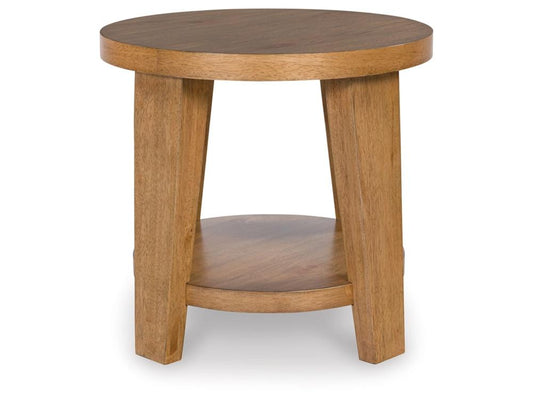 Signature Design by Ashley - Kristiland Round End Table in Light Brown - T674-6 veiw 1