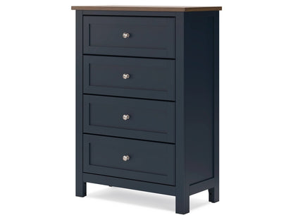 Signature Design by Ashley - Landocken Four Drawer Chest in Brown/Blue - B414-45 veiw 3