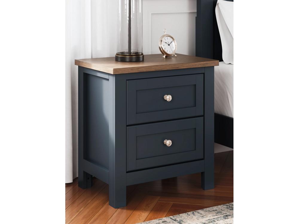 Signature Design by Ashley - Landocken Two Drawer Night Stand in Brown/Blue - B414-92 veiw 2